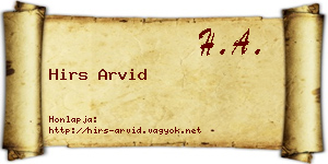 Hirs Arvid névjegykártya
